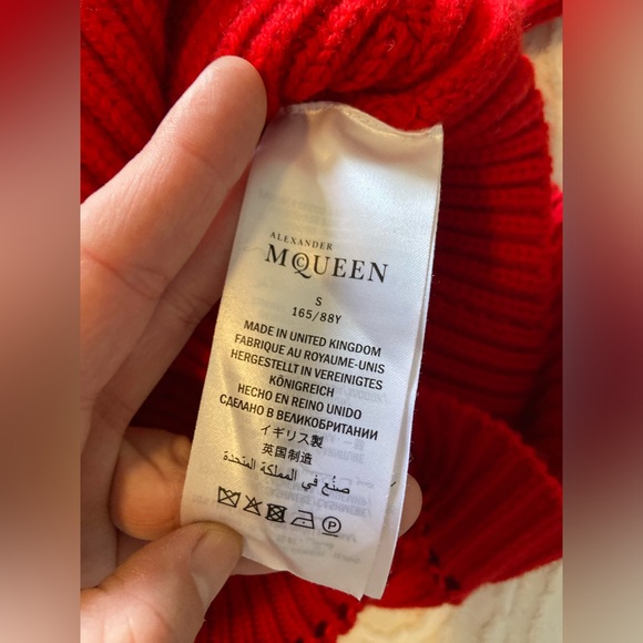Alexander McQueen red knit cashmere and wool sweater size small - Picture 8 of 9